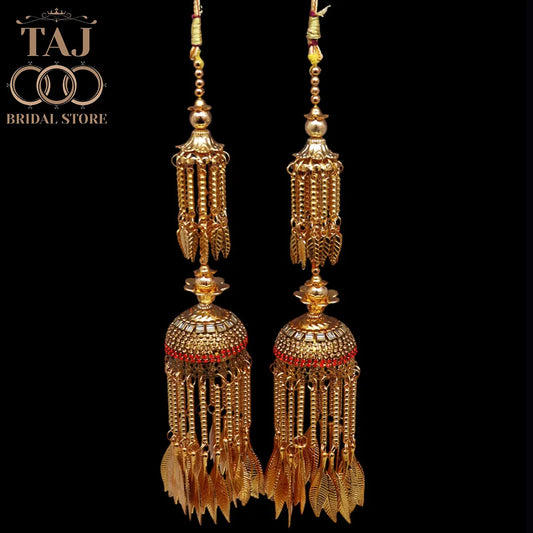 Traditional Gold Plated Bridal Kalira With Beautiful Leaf Design (1 Pair)