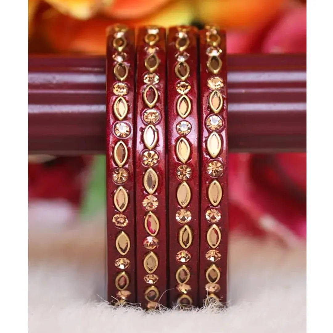 Jaipuri Lac Kada in Beautiful Kundan Design ( Pack of 4) Taj Bridal Store