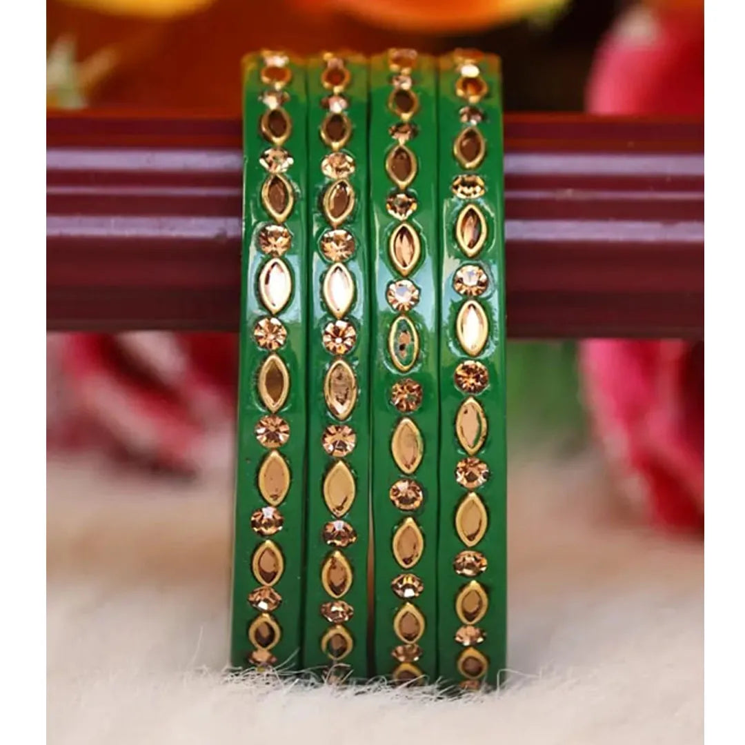 Jaipuri Lac Kada in Beautiful Kundan Design ( Pack of 4) Taj Bridal Store