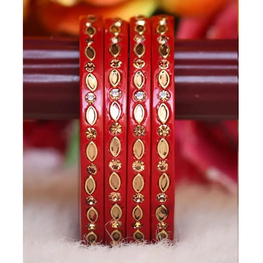 Jaipuri Lac Kada in Beautiful Kundan Design ( Pack of 4) Taj Bridal Store