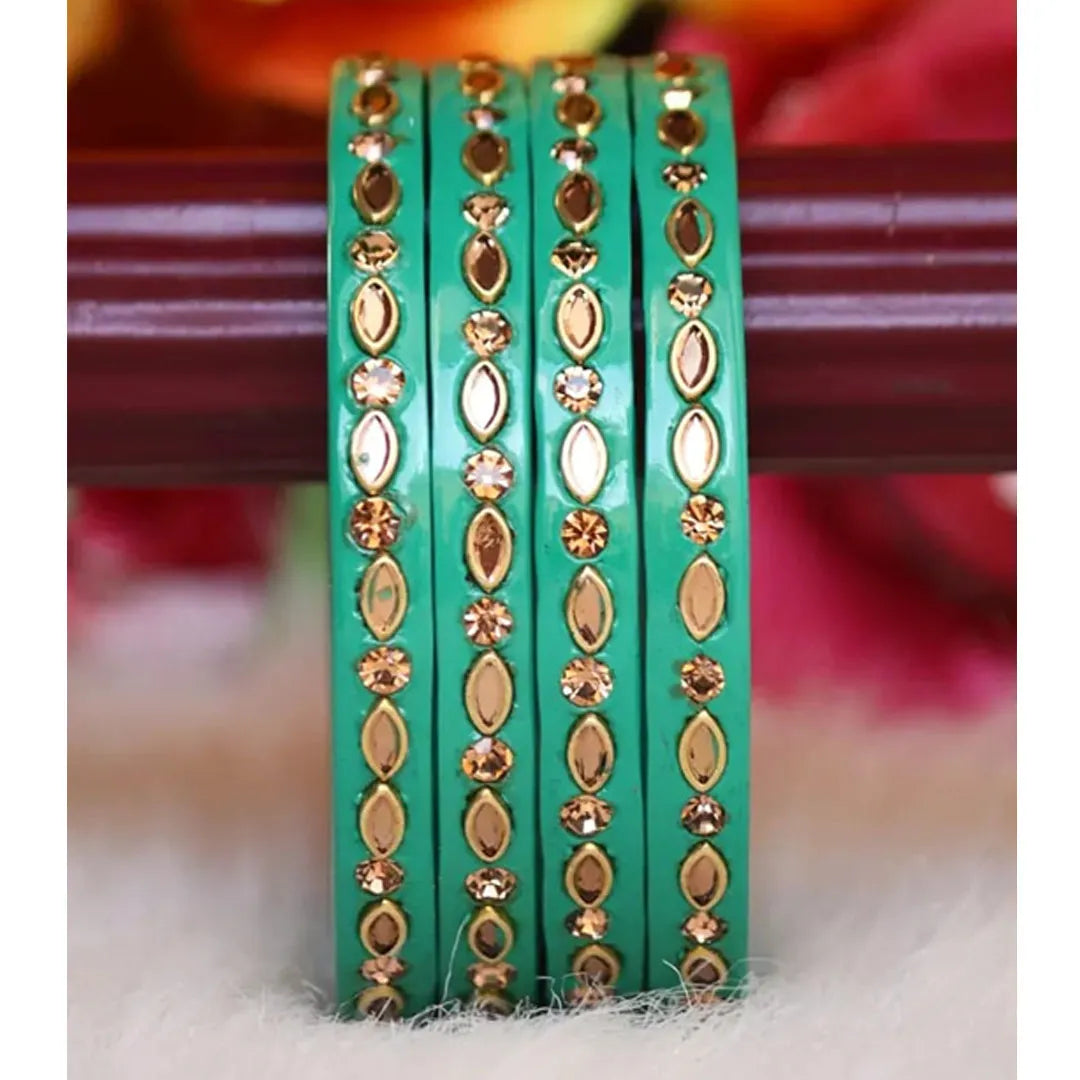 Jaipuri Lac Kada in Beautiful Kundan Design ( Pack of 4) Taj Bridal Store