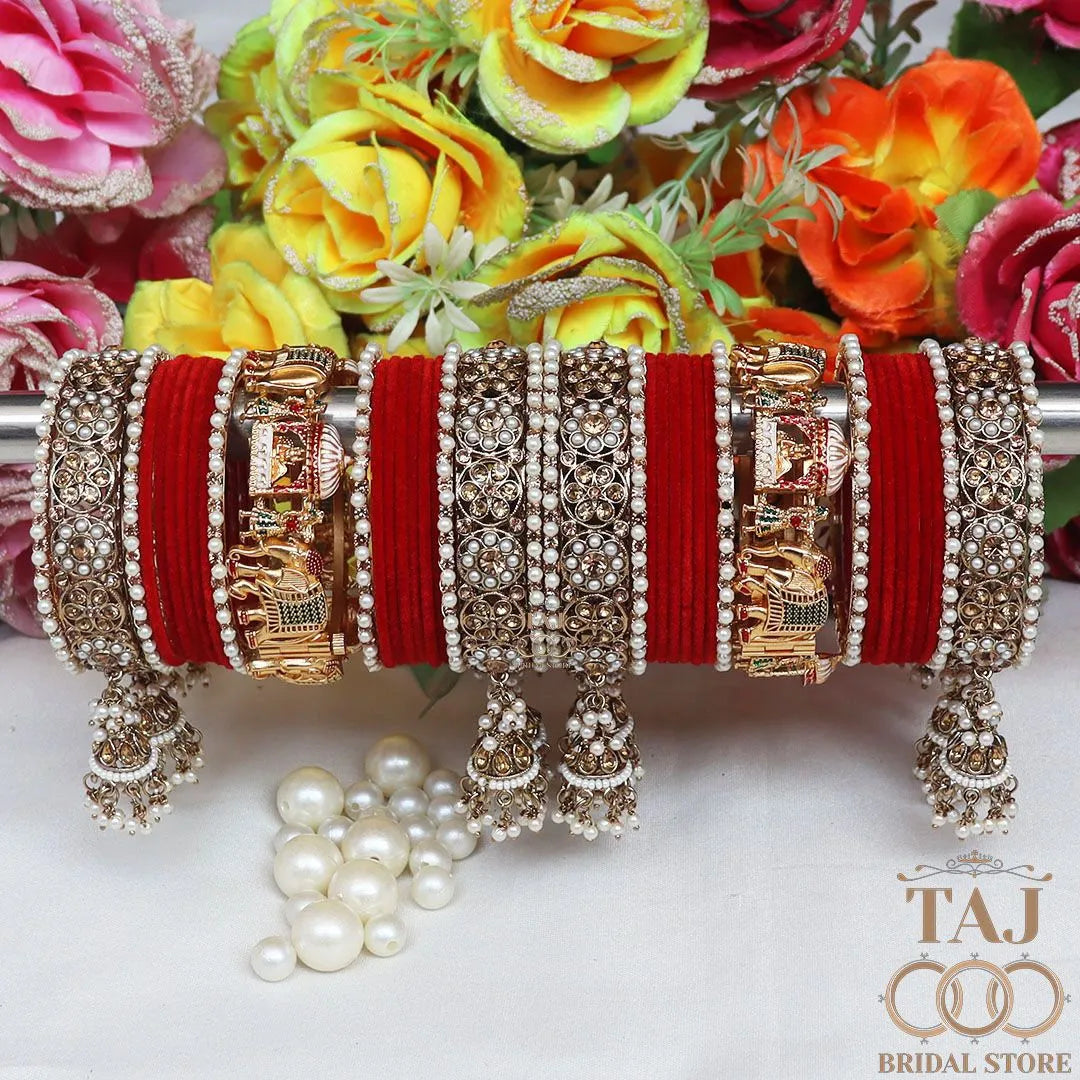 Most Popular Bridal Bangles Set With Beautiful Doli and Elephant Design Kada