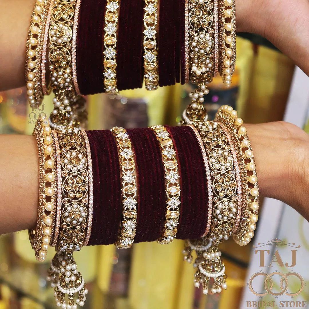 Rajwadi Wedding Bangles for Girls With Beautiful Jhoomer Design