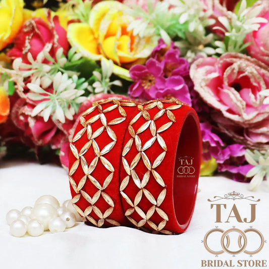 Rajasthani Traditional Lac Kada Set With New Kundan Design (Set Of 2)