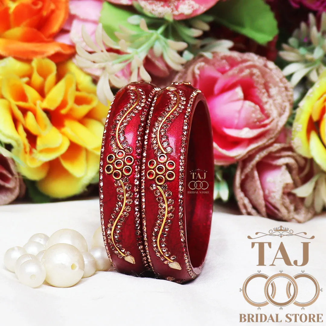 Daily Wear Designer Lac Kada With New Flower And Lace Design (Set Of 2)