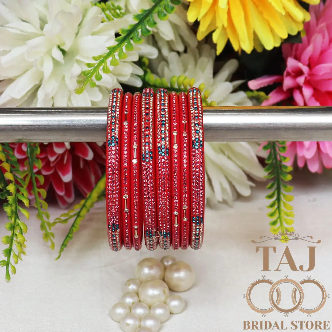 Traditional Lac Short Chura Set With Beautiful Best Rhinestons Design (Set Of 8)