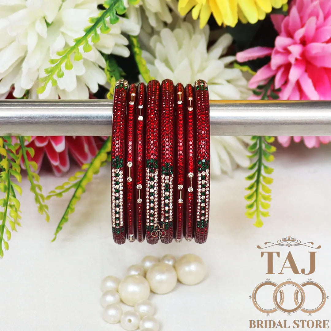 Traditional Lac Short Chura Set With Beautiful Best Rhinestons Design (Set Of 8)
