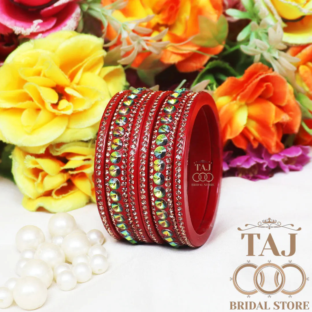 Daily Wear Marwadi Lakh Chura Set With Beautiful RhineStone Design