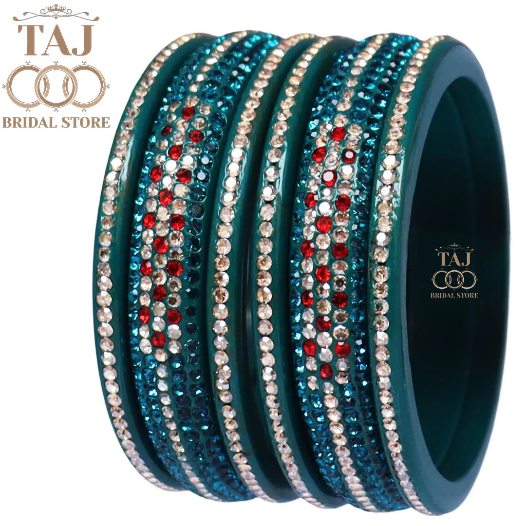 Lac Bangles Chura with Rhinestons Design