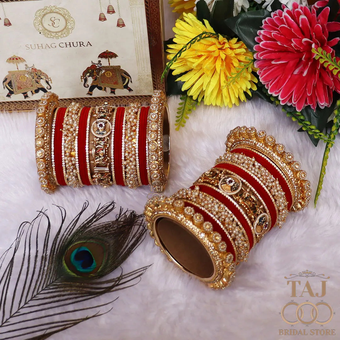 Rajwadi Wedding Bangles Set For Bride With Latest Doli Motifs