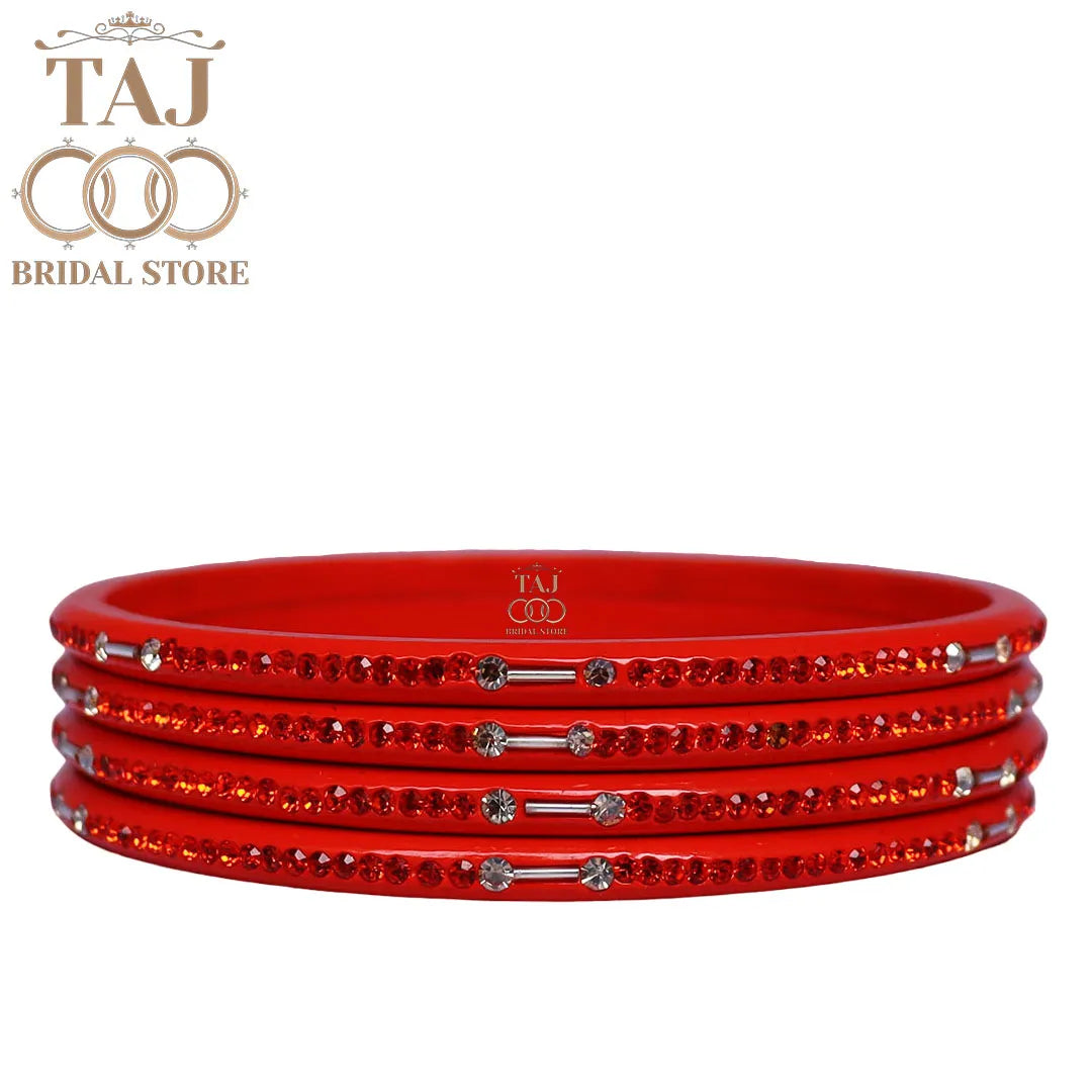 Rajasthani Lac Chudi With Beautiful Rhinestone Design (Pack of 4) Taj Bridal Store