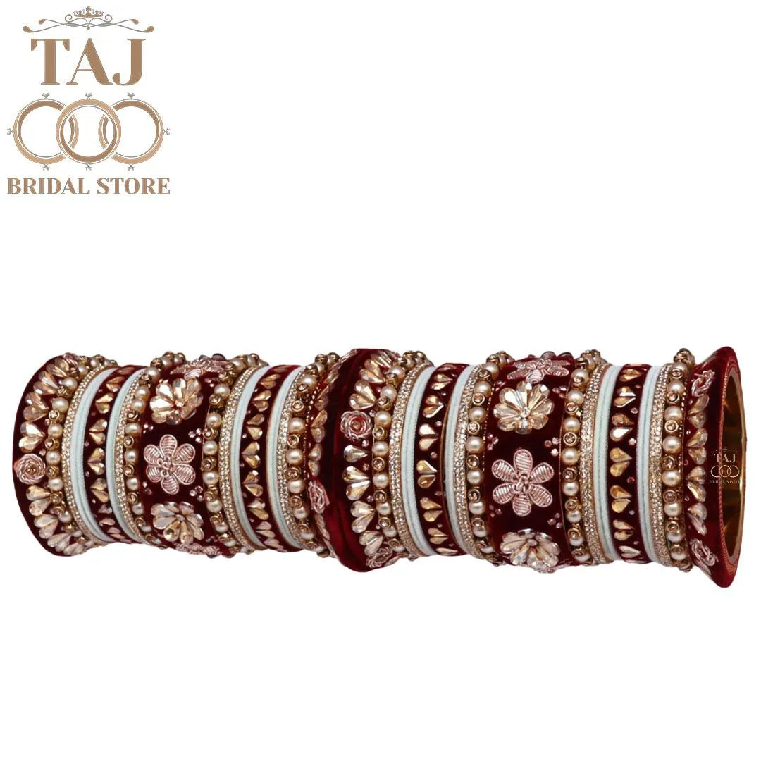 Designer Metal Wedding Chura Set With Beautiful Kundan Design