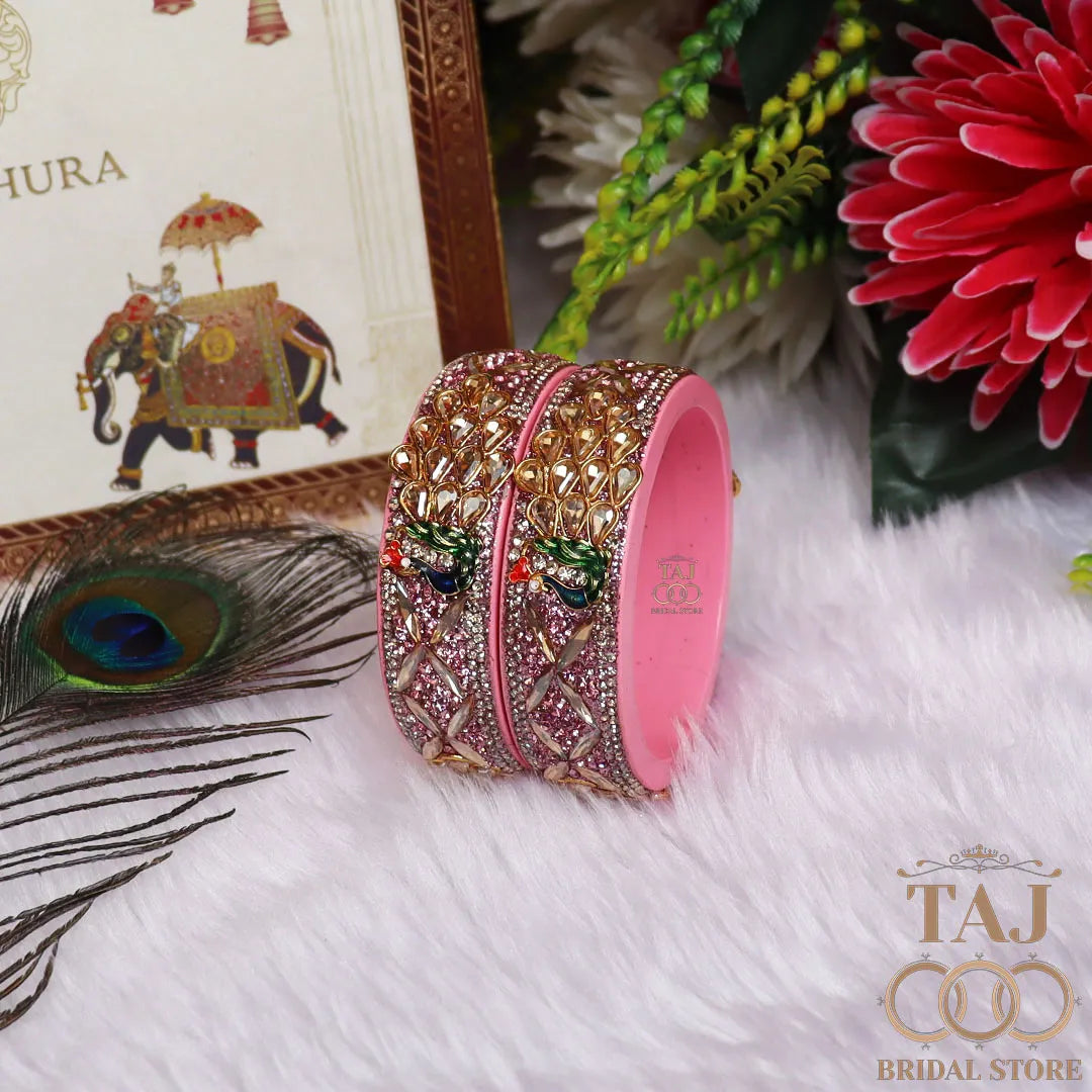 Premium Jaipuri Lac Kada Bangles Set with Latest Peacock Design