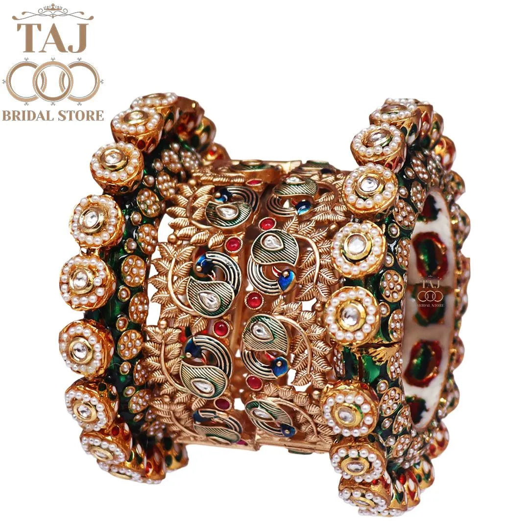 Metallic Women's Bangles / Bracelet in New Peacock Design (Set of 4)