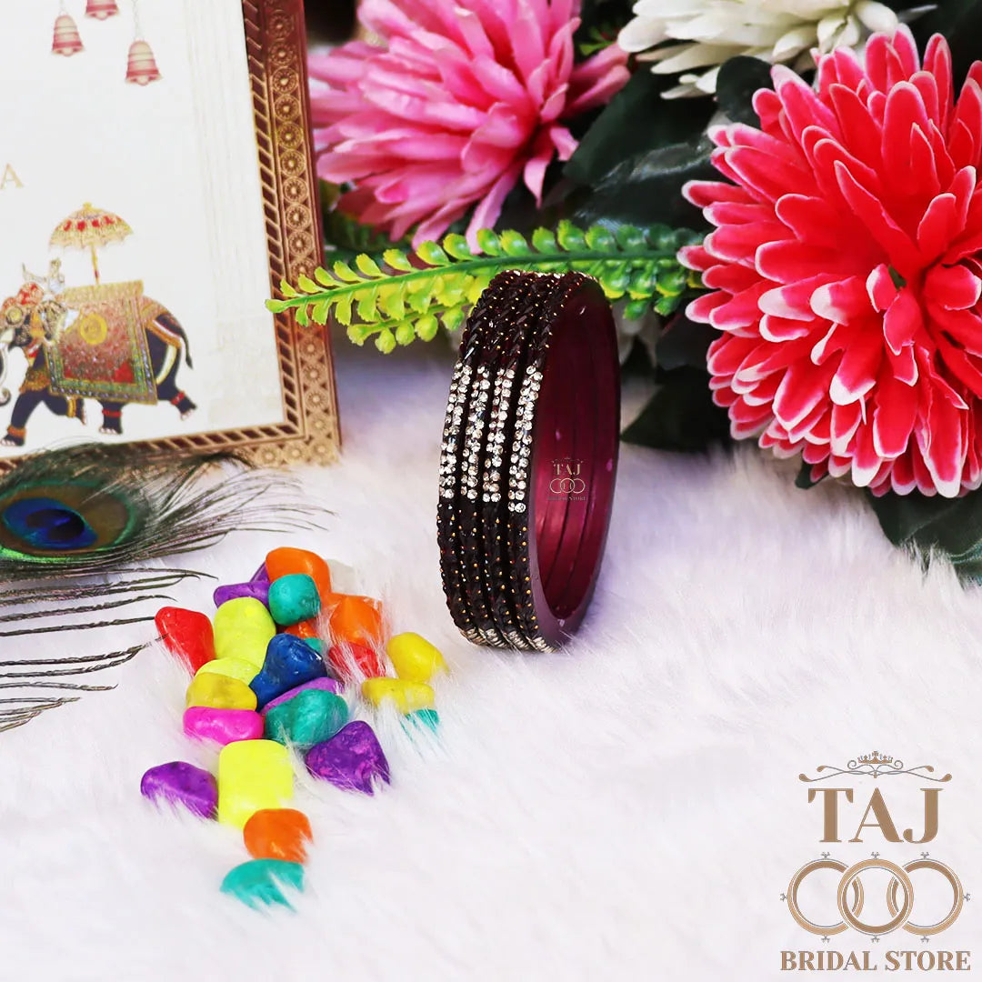 Rajasthani Lac Bangles With Beautiful Traditional Rhinestons Design