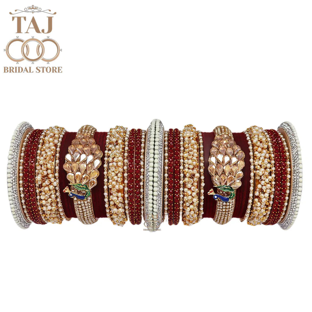 Rajwadi Wedding Bangles with Beautiful Peacock Design Taj Bridal Store
