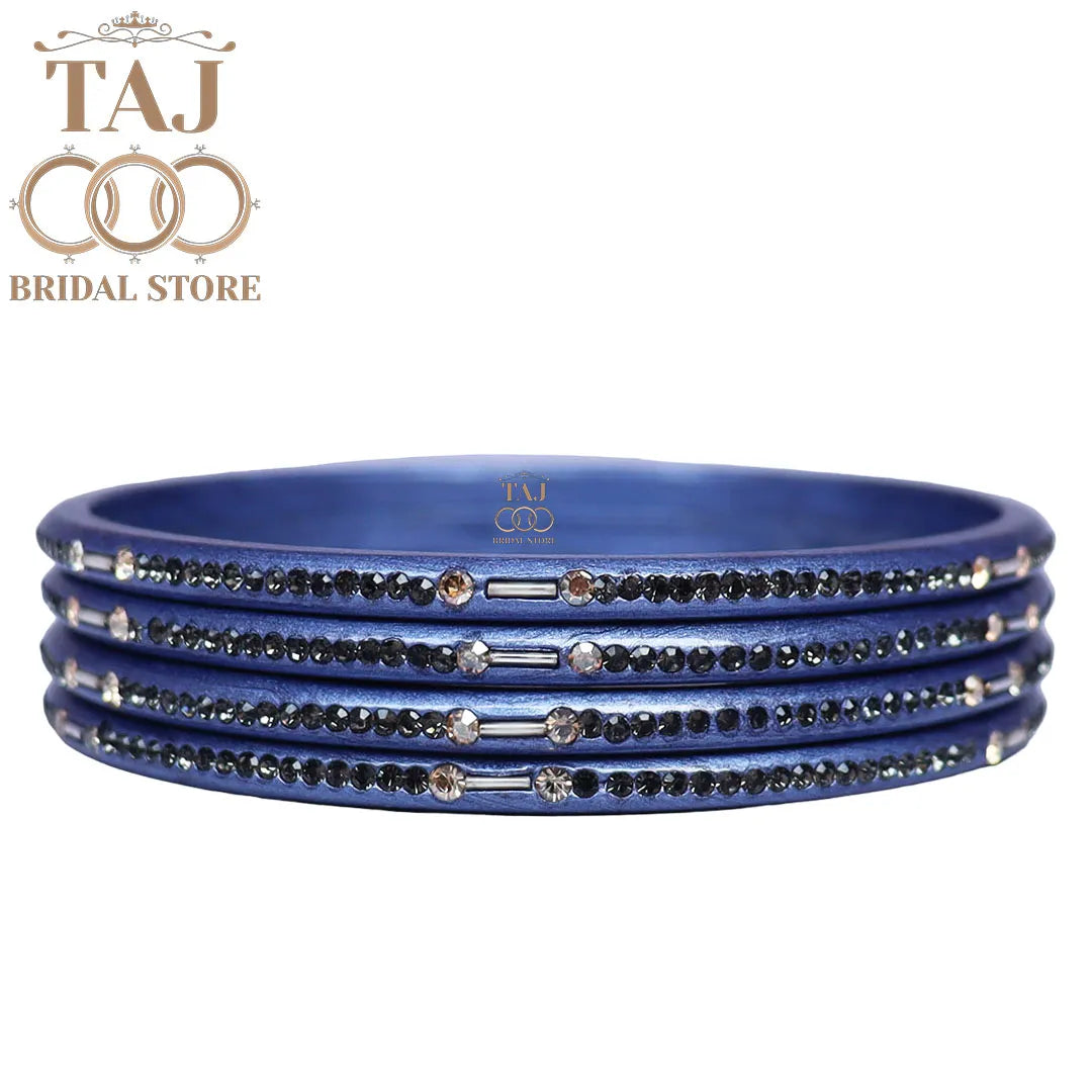 Rajasthani Lac Chudi With Beautiful Rhinestone Design (Pack of 4) Taj Bridal Store