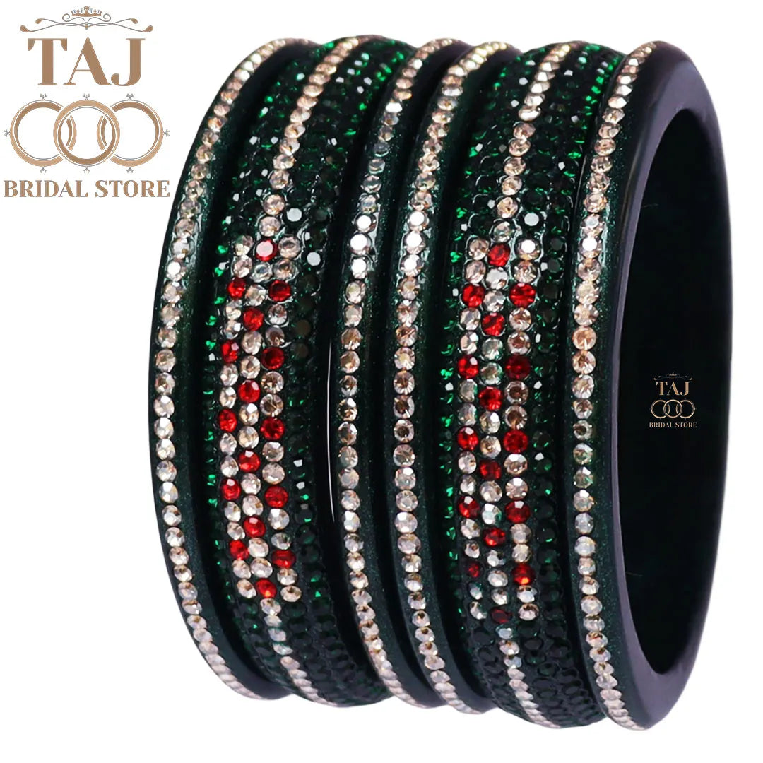Lac Bangles Chura with Rhinestons Design