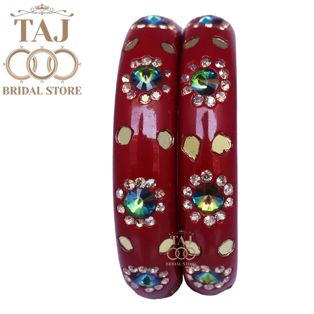 Lac Kada With Beautiful Rhinestone Design (Pack of 2)
