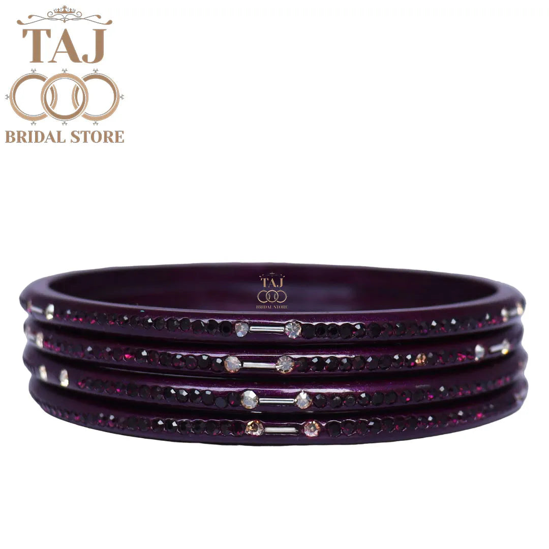 Rajasthani Lac Chudi With Beautiful Rhinestone Design (Pack of 4) Taj Bridal Store