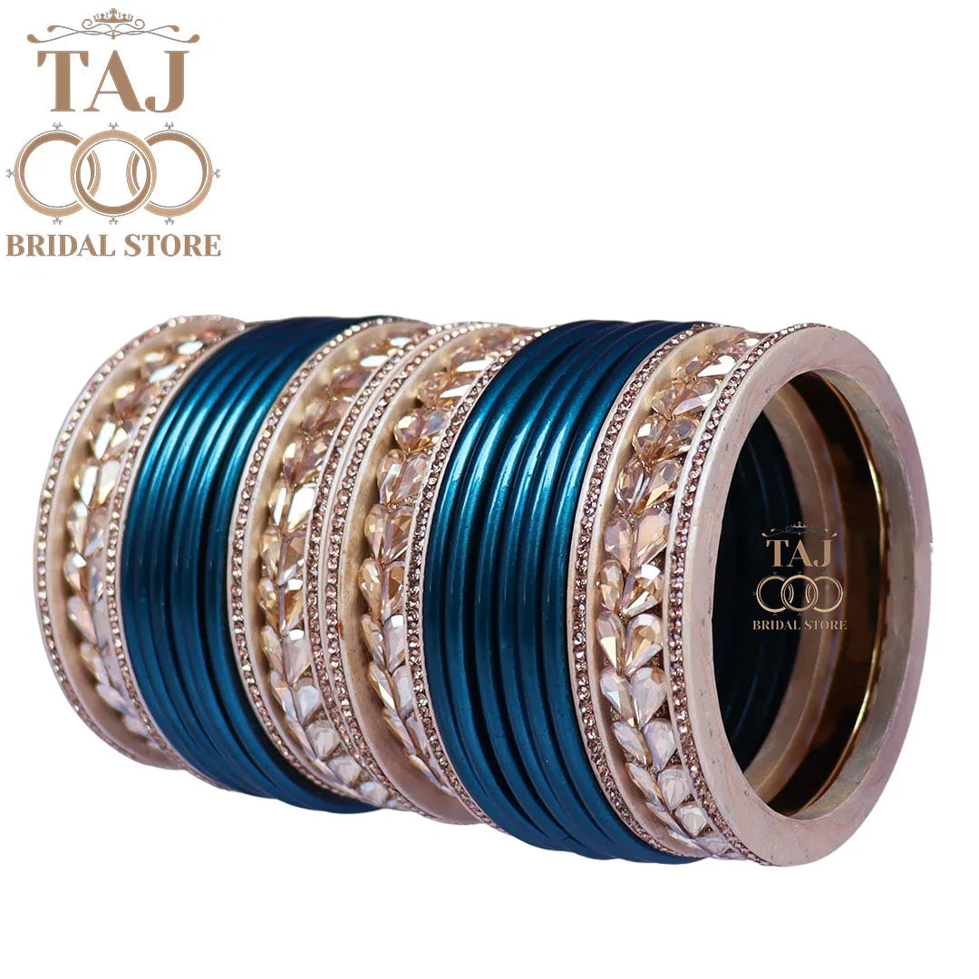 Lac Semi Bridal Bangles Set With Beautiful Kundan Design Kada