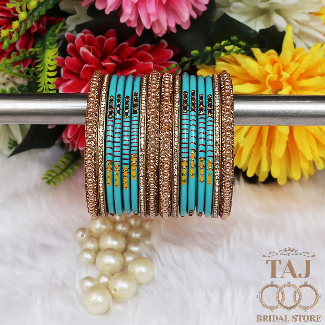 Diwali Special Short Lac Bangle Set with Beautiful Handpaint Design