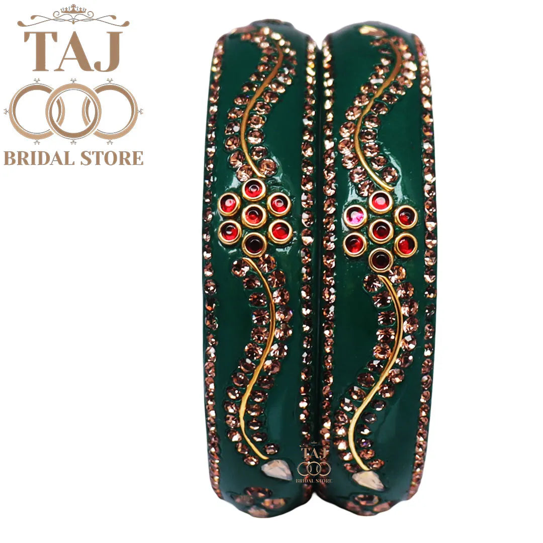 Daily Wear Designer Lac Kada With New Flower And Lace Design (Set Of 2)