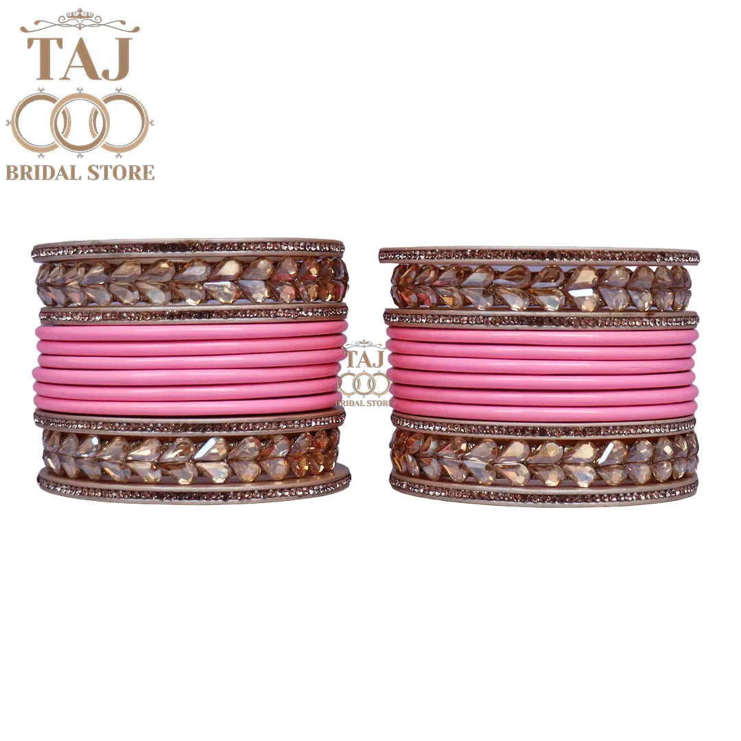 Lac Semi Bridal Bangles Set With Beautiful Kundan Design Kada