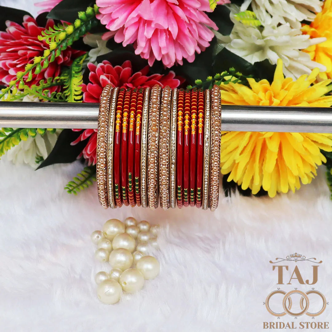 Diwali Special Short Lac Bangle Set with Beautiful Handpaint Design