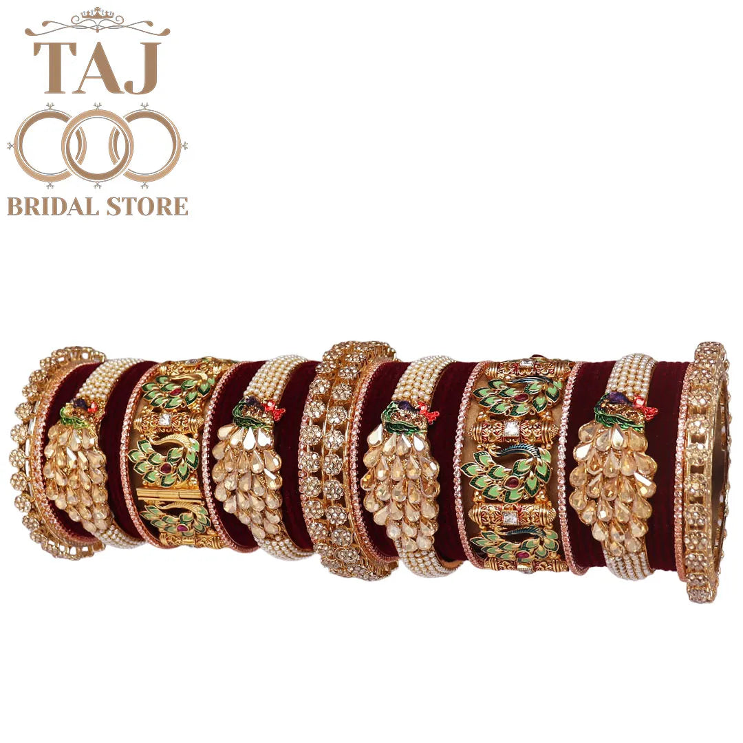 Indian Wedding Bangles Set With Beautiful Peacock Design Kada