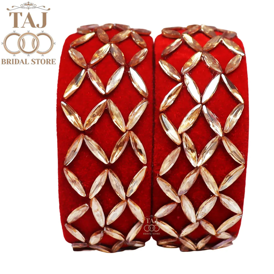 Rajasthani Traditional Lac Kada Set With New Kundan Design (Set Of 2)