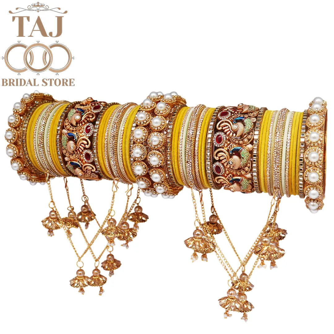 Bridal Bangles Set With Best Peacock And Jhoola Latkan Design