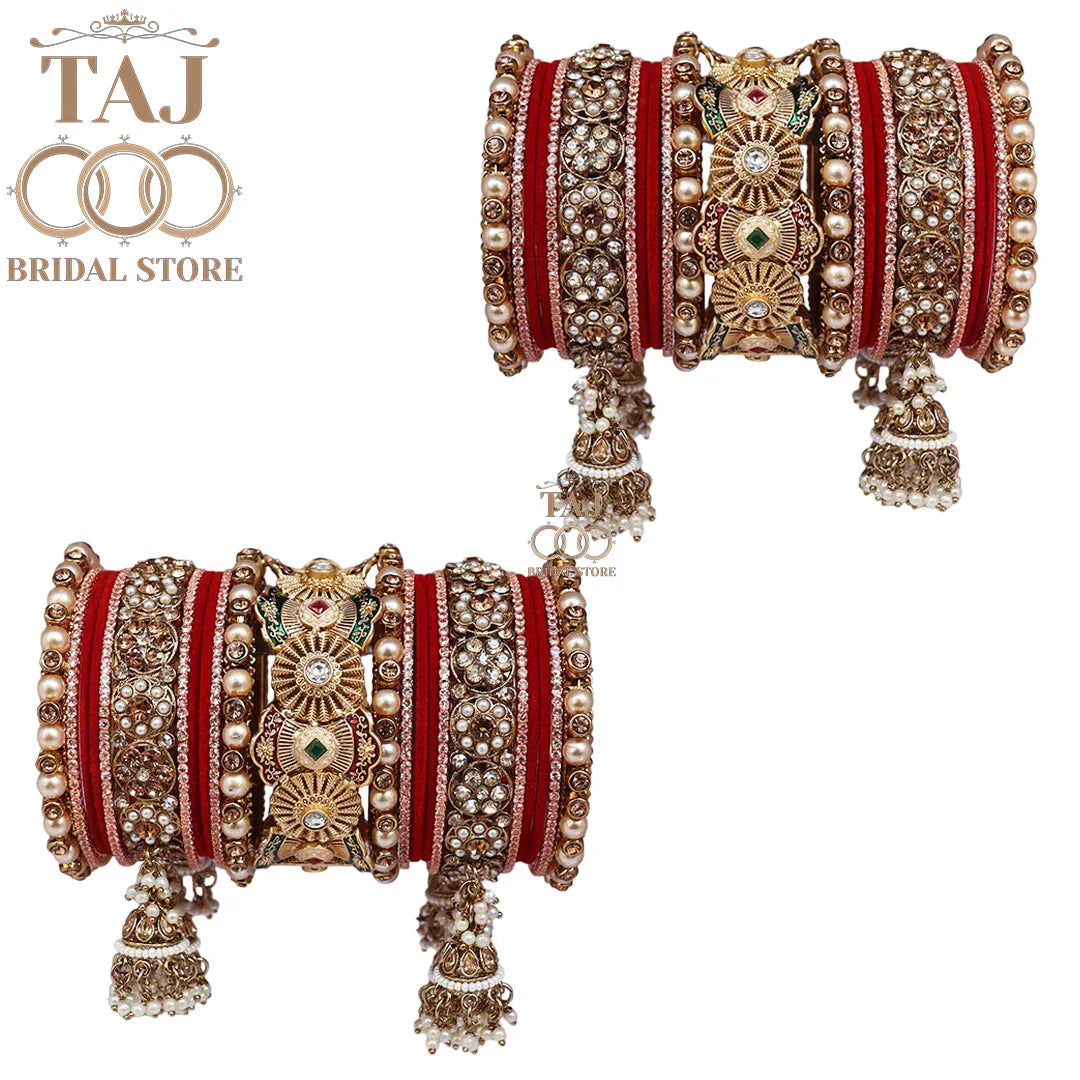 Royal Rajwadi Bridal Chuda Set With Beautiful Jhoomer Latkan Design