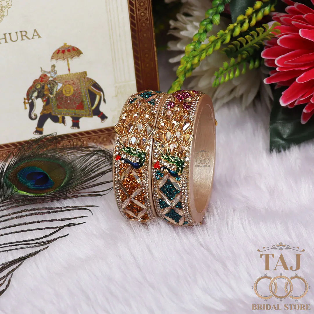 Premium Jaipuri Lac Kada Bangles Set with Latest Peacock Design