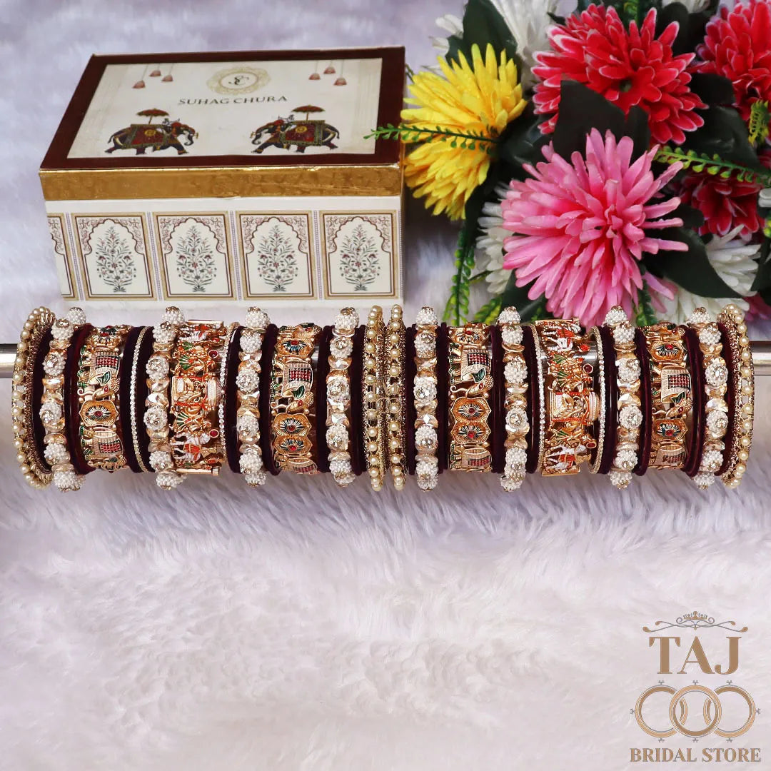 Luxurious Stylish Wedding Bangles Set With Beautiful Doli-Barat Design