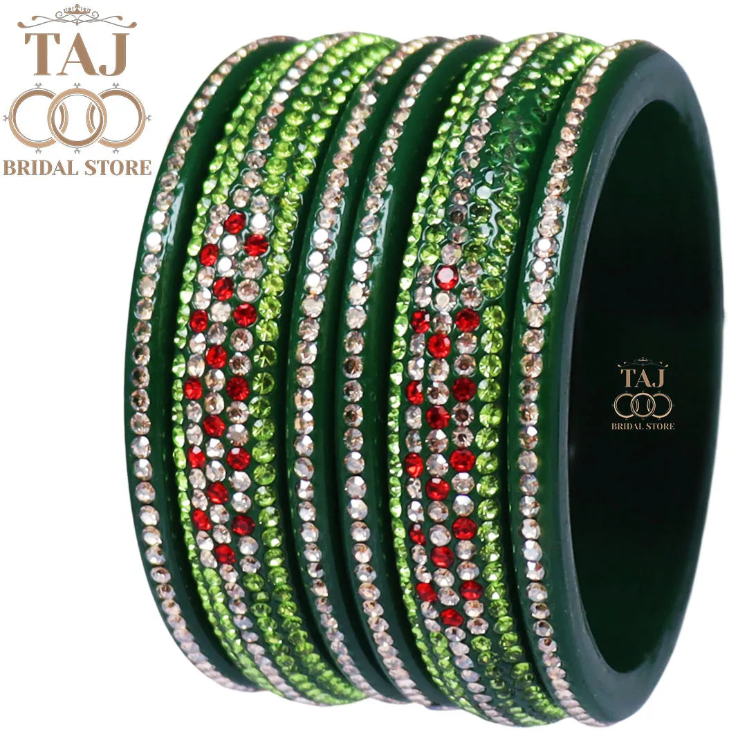 Lac Bangles Chura with Rhinestons Design