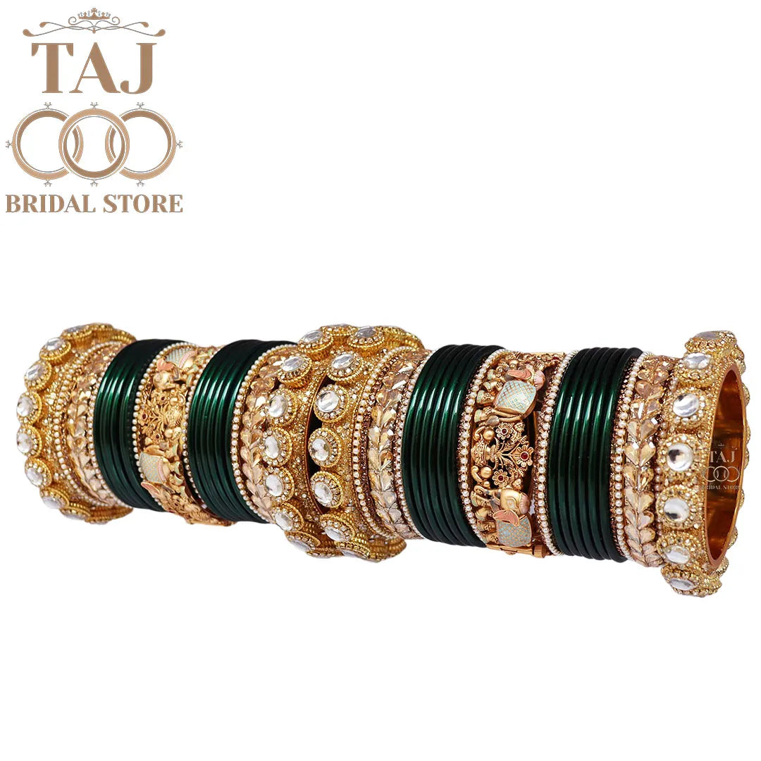 Royal Rajwadi Wedding Chura Set With Beautiful Latest Elephant Design Kada