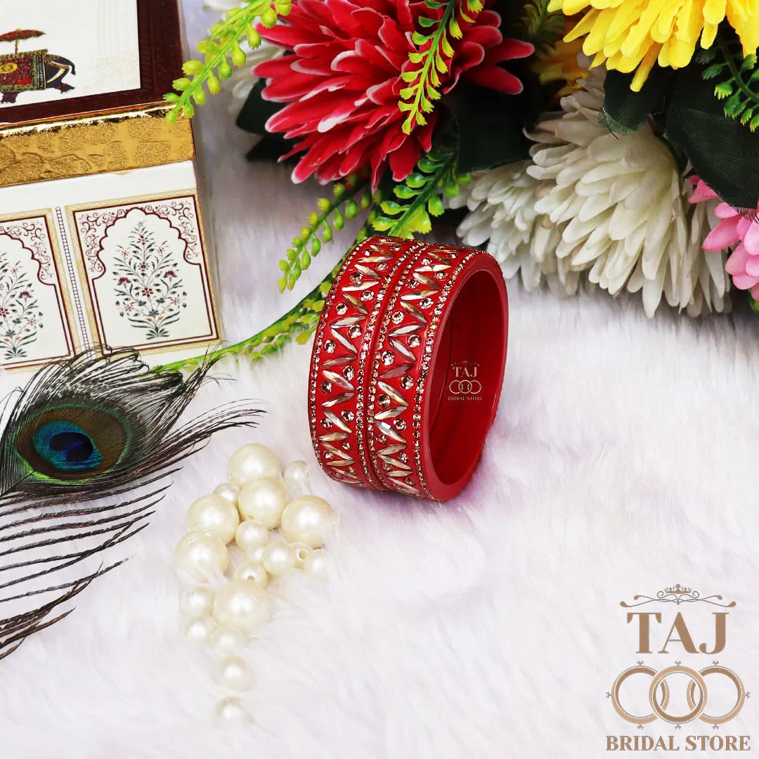 Rajasthani Lac Kada Bangles in Latest Kundan and Rhinestones Design