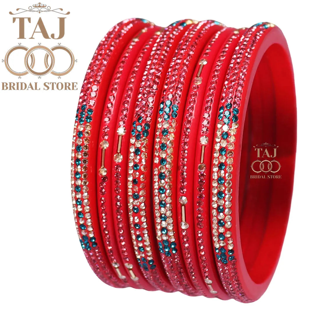 Traditional Lac Short Chura Set With Beautiful Best Rhinestons Design (Set Of 8)