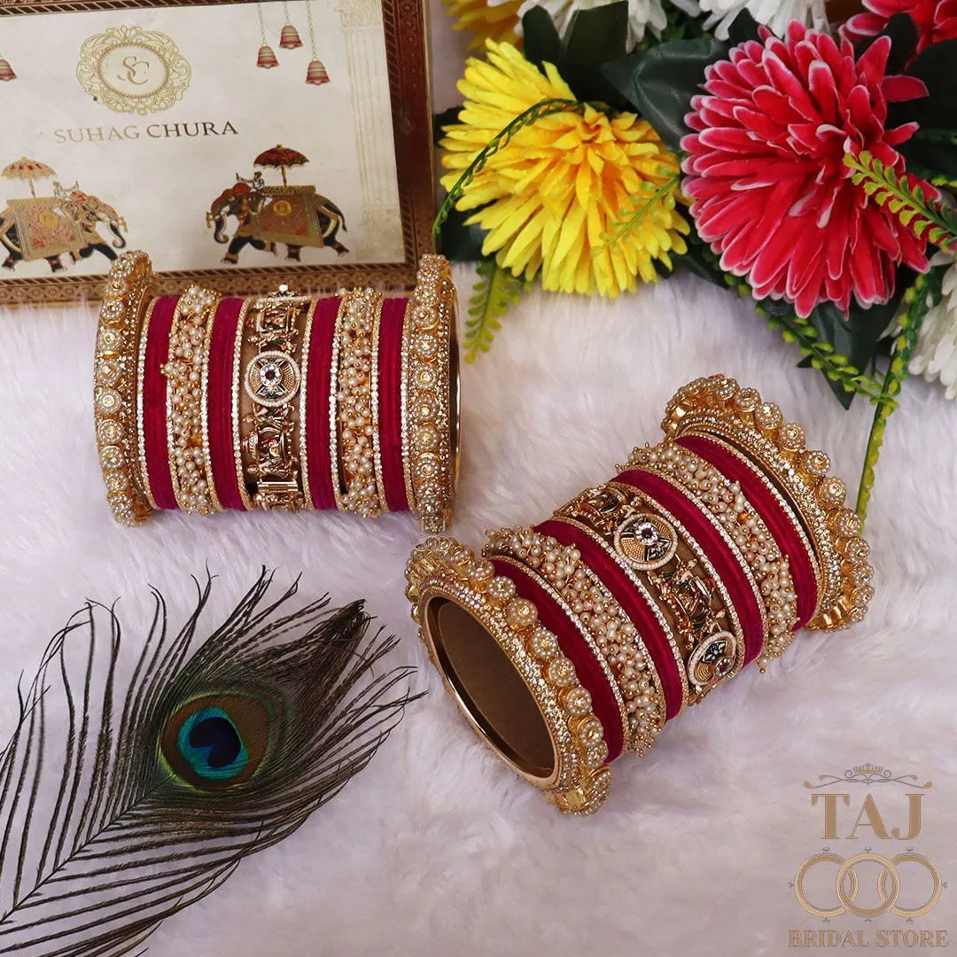 Rajwadi Wedding Bangles Set For Bride With Latest Doli Motifs