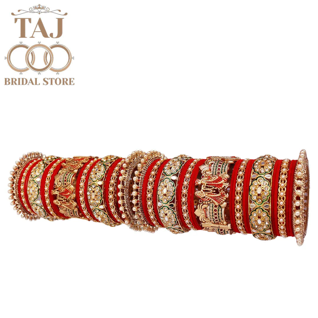 Rajwadi Wedding Metal Chura Set With Beautiful Dulha Dulhan Design Kada