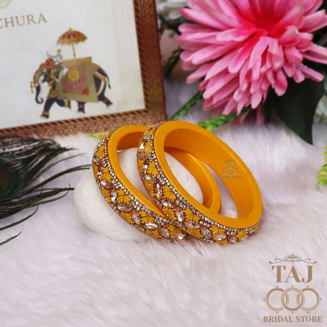 Jaipuri Stylish Lac Kada Bangles in Latest Kundan Rhinestones Design