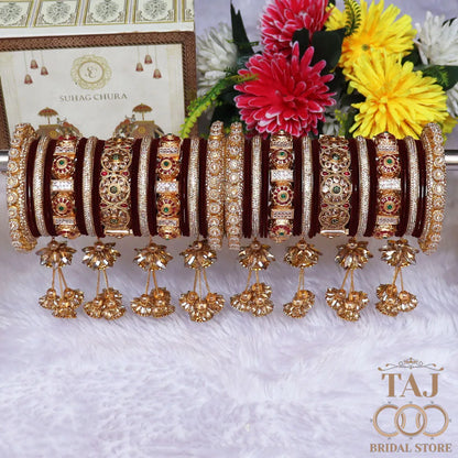 Luxurious Rajwadi Style Wedding Bangles Set With Latest Hanging's