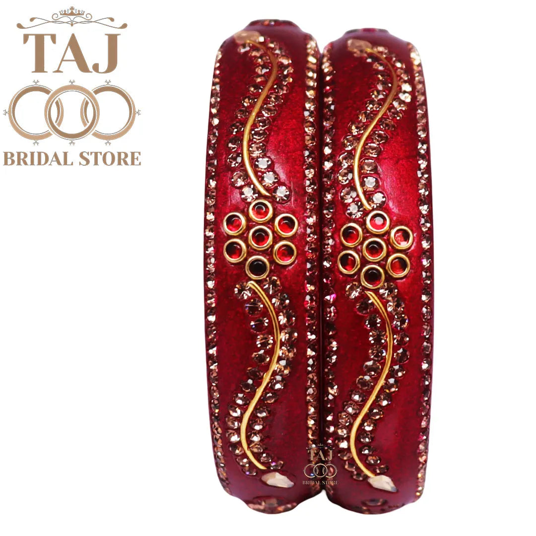 Daily Wear Designer Lac Kada With New Flower And Lace Design (Set Of 2)