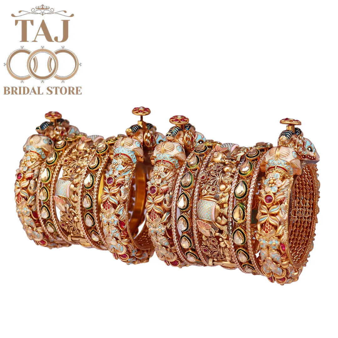 Royal Rajasthani Wedding Chuda Set With Beautiful Elephant Design