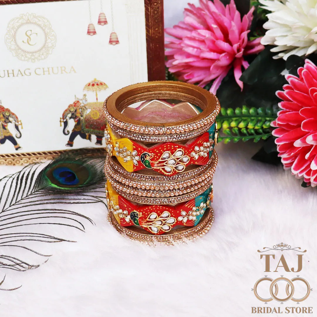 Premium Designer Lac Bangles Set with Latest Peacock Design