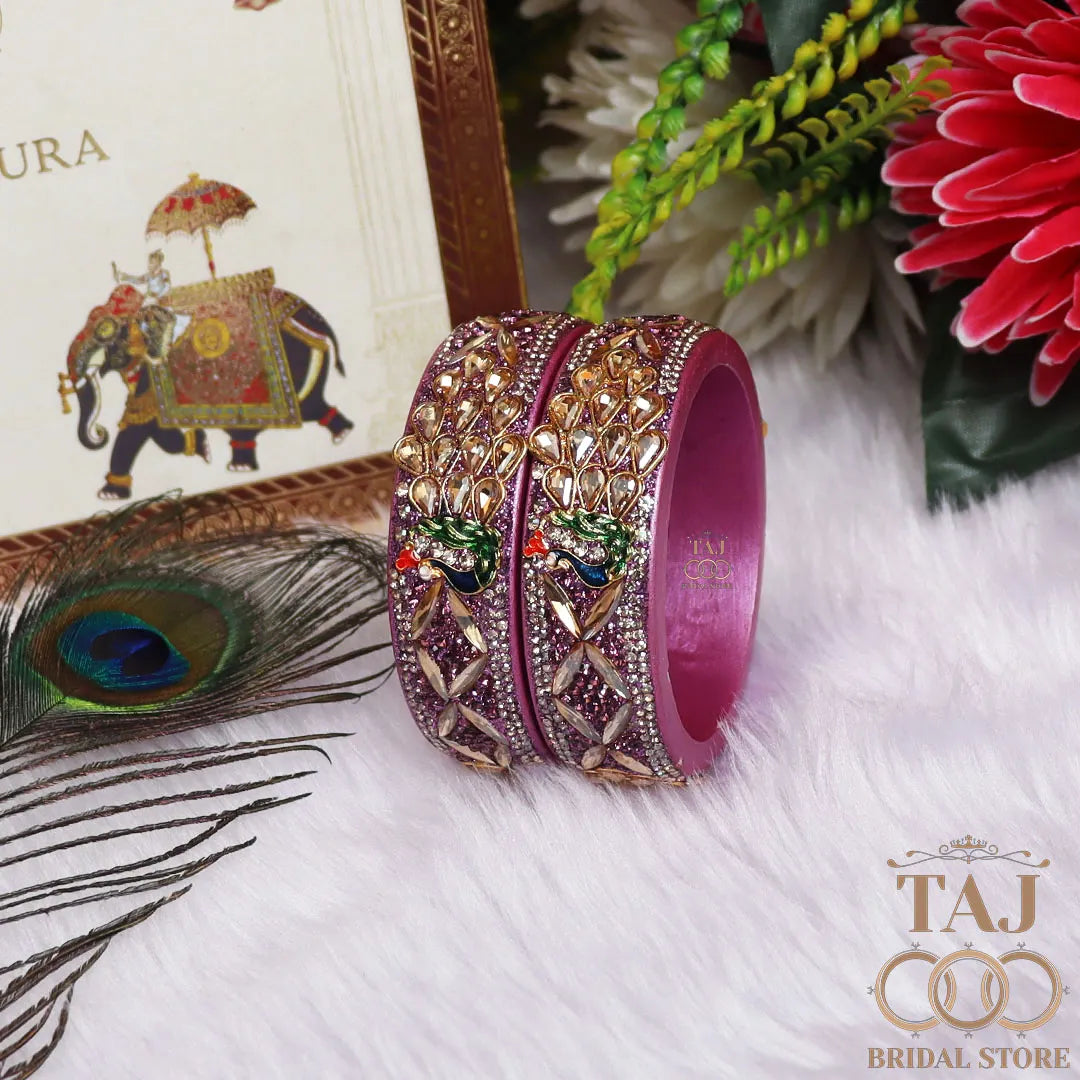 Premium Jaipuri Lac Kada Bangles Set with Latest Peacock Design