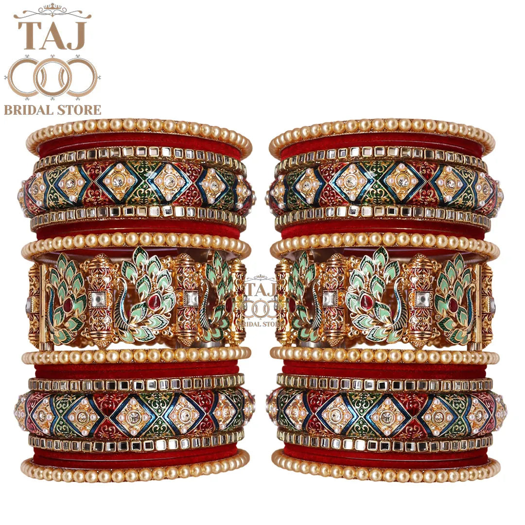Indian Wedding Bangles Set With Beautiful Latest Peacock Design Kada Taj Bridal Store