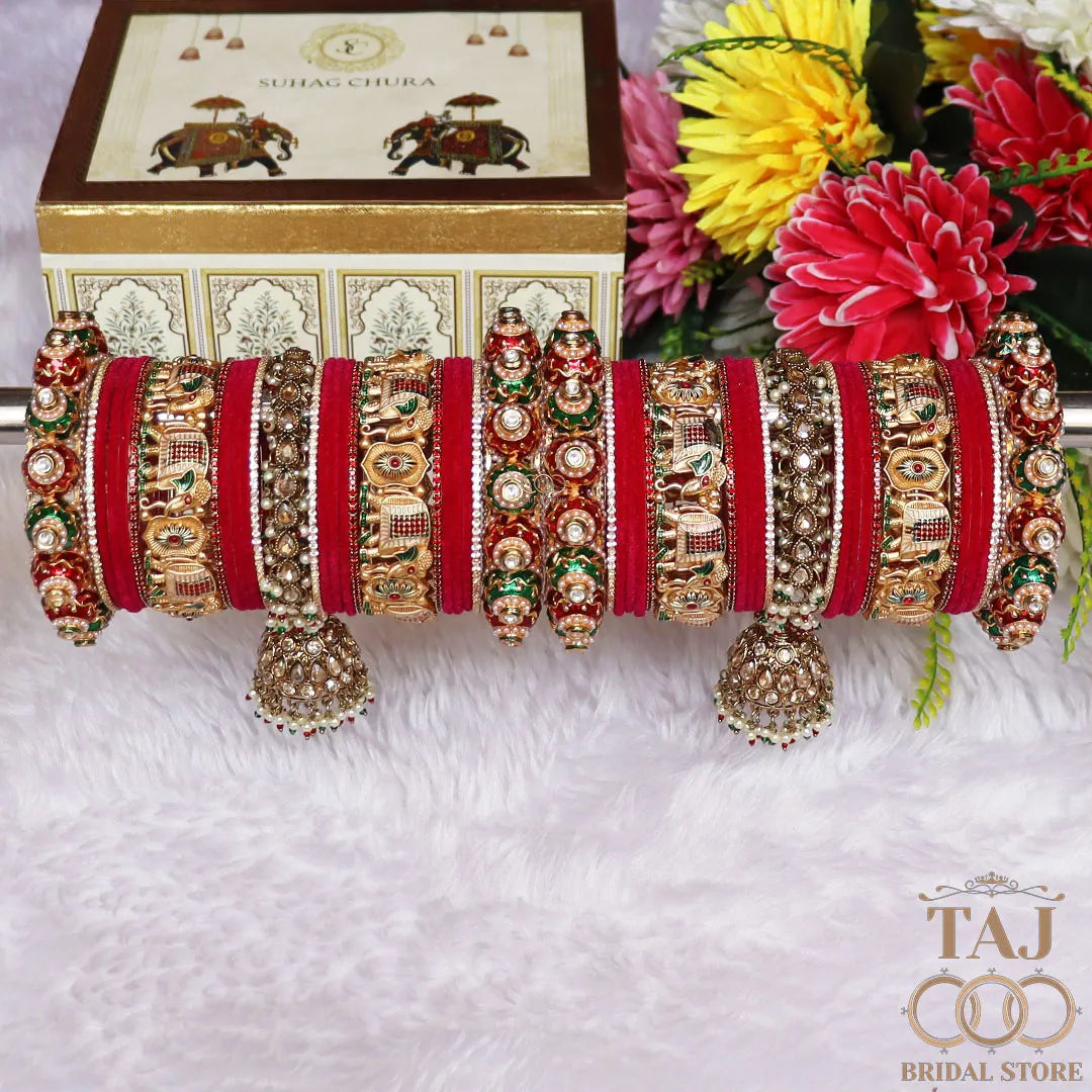 Wedding Bangles Set With Beautiful Hangings