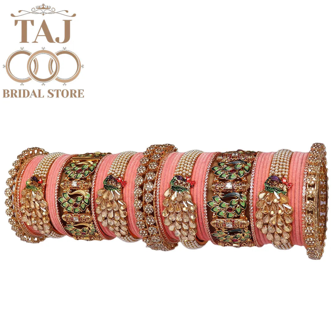 Indian Wedding Bangles Set With Beautiful Peacock Design Kada